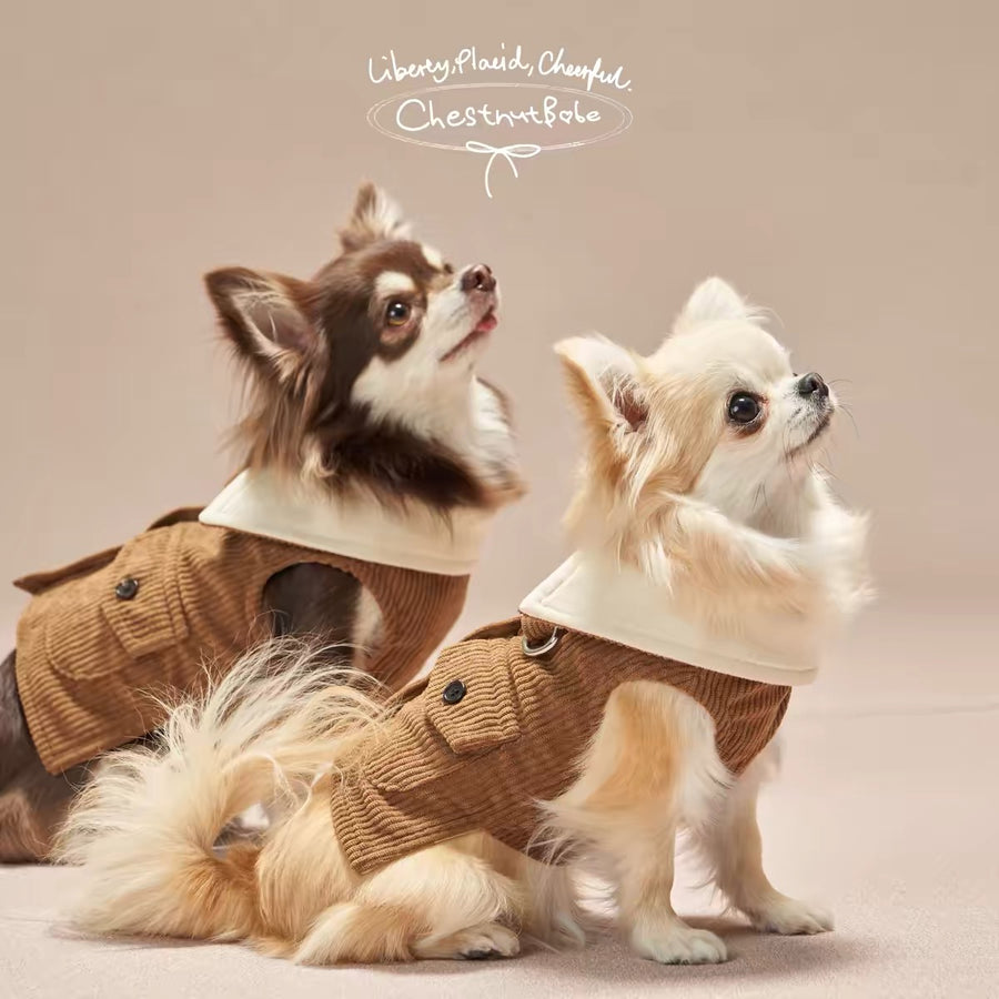 ChestnutBabe Chocolate Crepe Corduroy Jacket Fall/Winter Dog Jacket