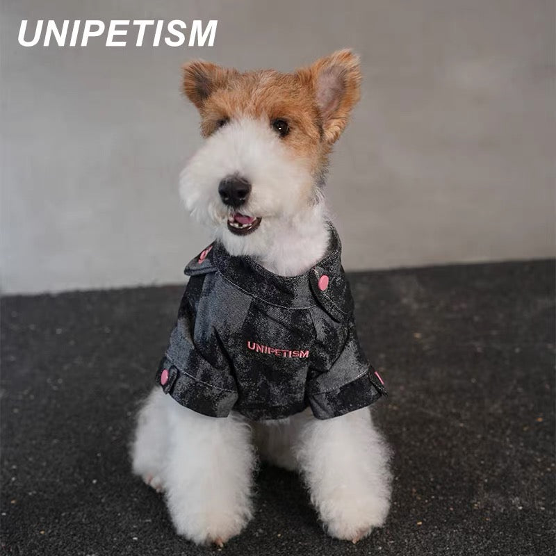 Unipetism Sweet & Cool BlackPink High Street Denim Textured Jacket for Cats and Dogs