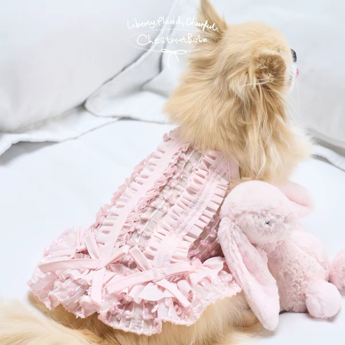 ChestnutBabe Misty Pleated Bow Cami Dress For Dogs