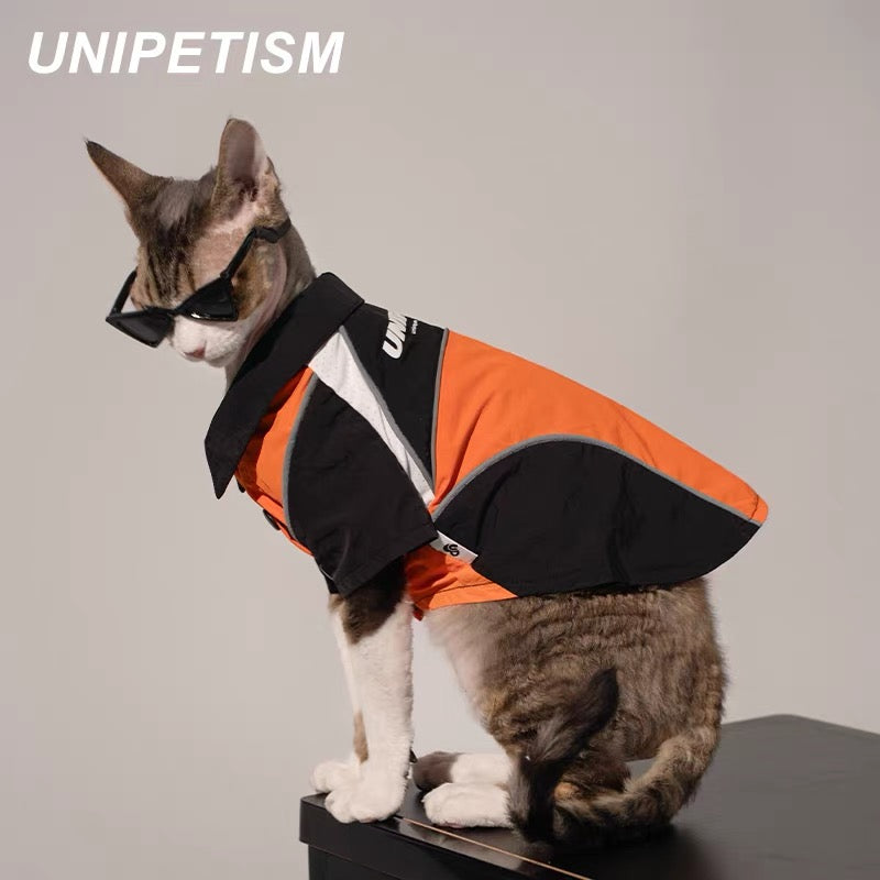 UNIPETISM Sunset Orange Functional All-Weather Techwear Outerwear for Small & Medium Pets (Cats/Dogs)