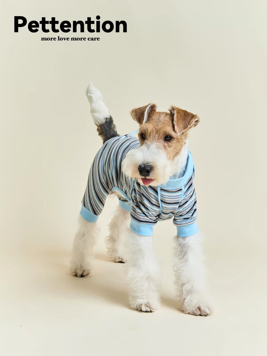 Pettention Baby Blue Striped Four-Legged Dog Vest - Cute Clothes for Bichon Frise & Cockapoo