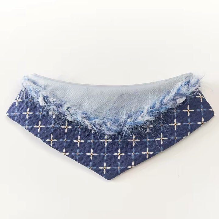 Woololo Original Summer Night Blues Pet Triangular Saliva Towel Dog Four-Season Scarf