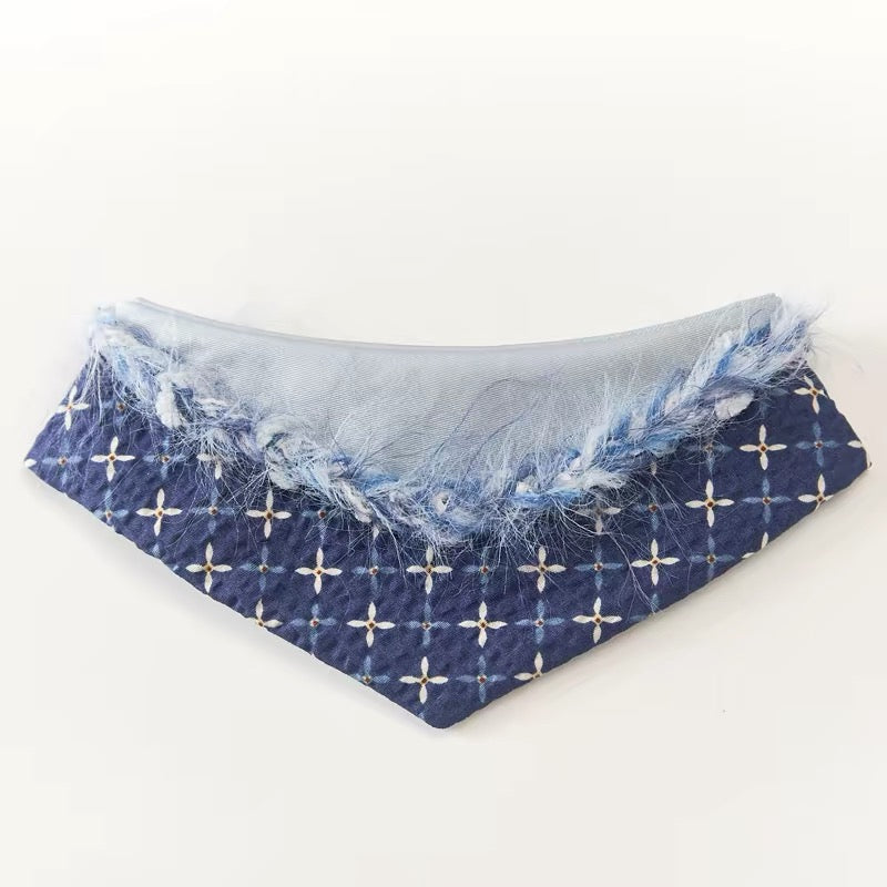 Woololo Original Summer Night Blues Pet Triangular Saliva Towel Dog Four-Season Scarf